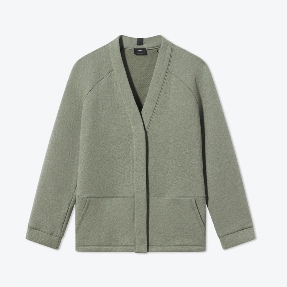 NEW Lunya Lahgo Men’s Restore Double Faced Cardigan Sweater M Green Heather